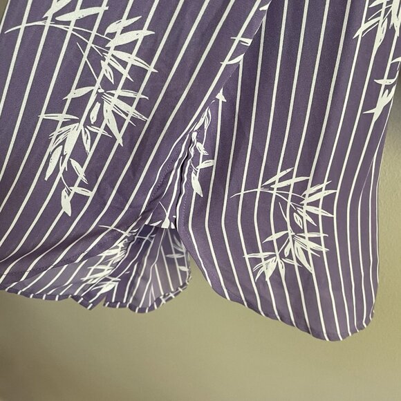 Catherines Women Plus SZ 0X 14/16W Purple White Striped Floral L/S Tunic Blouse - Picture 3 of 12